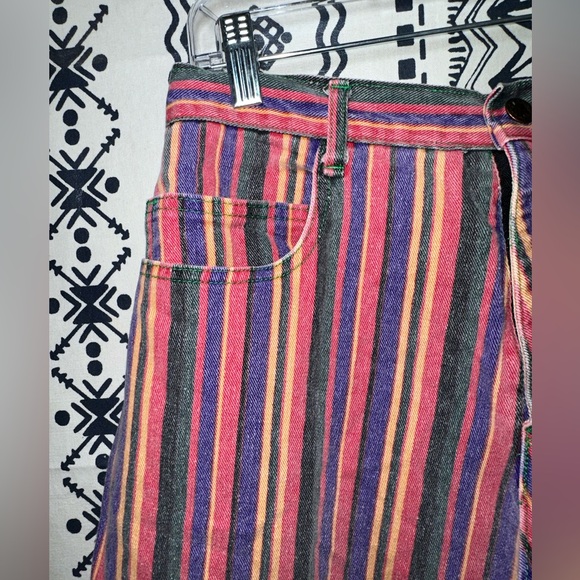 Vintage C’est Toi Faded Multi Colour Striped Jean Shorts M Cotton Made In USA - Picture 3 of 8